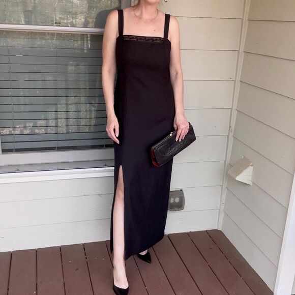 Vintage 1990s Y2K JR Nites Black Beaded Formal Prom Dress, Size 8 - Picture 3 of 16